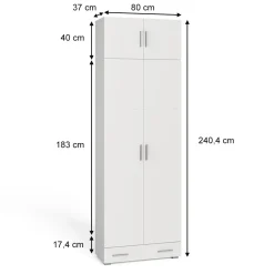 Vicco Universalschrank Mehrzweckschrank Büroschrank Ingo Weiß Aufsatz Schublade
