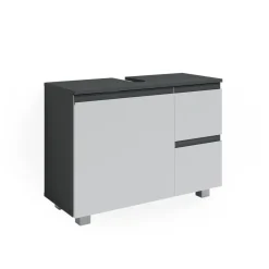 Vicco Waschtischunterschrank Waschbeckenunterschrank Badschrank J-shape Anthrazit Weiß modern 80x61cm Badezimmer Schrank Badmöbel Schranktür Schrankschublade Aufbewahrung