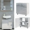 Vicco Waschtischunterschrank Waschbeckenunterschrank Badschrank Elias Weiß Hochglanz modern 60x61cm Badezimmer Schrank Badmöbel Schranktür Schrankschublade Aufbewahrung