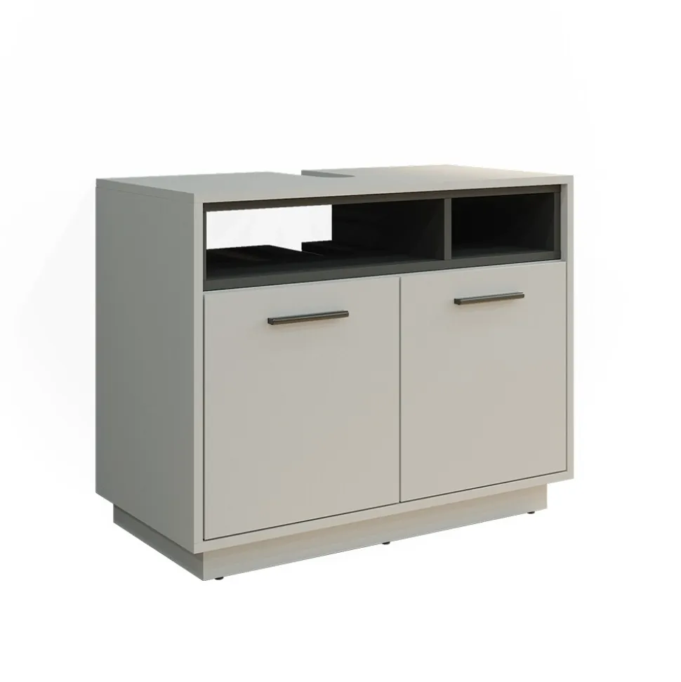 Vicco Waschtischunterschrank Waschbeckenunterschrank Beatrice Grau Anthrazit modern 80x64 cm Badkommode Badschrank Badezimmer Schrank Badmöbel Schranktür Schrankfach