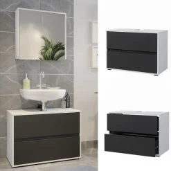Vicco Waschtischunterschrank Maltin Weiß Anthrazit 80 x 58 cm Badezimmer