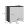 Vicco Waschtischunterschrank Waschbeckenunterschrank Edge Schwarz Weiß modern 60x57 cm Badezimmer Schrank Badschrank Badkommode Badmöbel 2 Türen