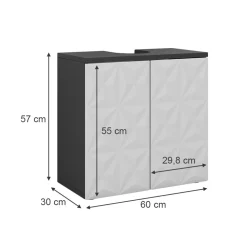 Vicco Waschtischunterschrank Waschbeckenunterschrank Edge Schwarz Weiß modern 60x57 cm Badezimmer Schrank Badschrank Badkommode Badmöbel 2 Türen