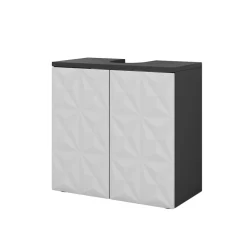 Vicco Waschtischunterschrank Waschbeckenunterschrank Edge Schwarz Weiß modern 60x57 cm Badezimmer Schrank Badschrank Badkommode Badmöbel 2 Türen