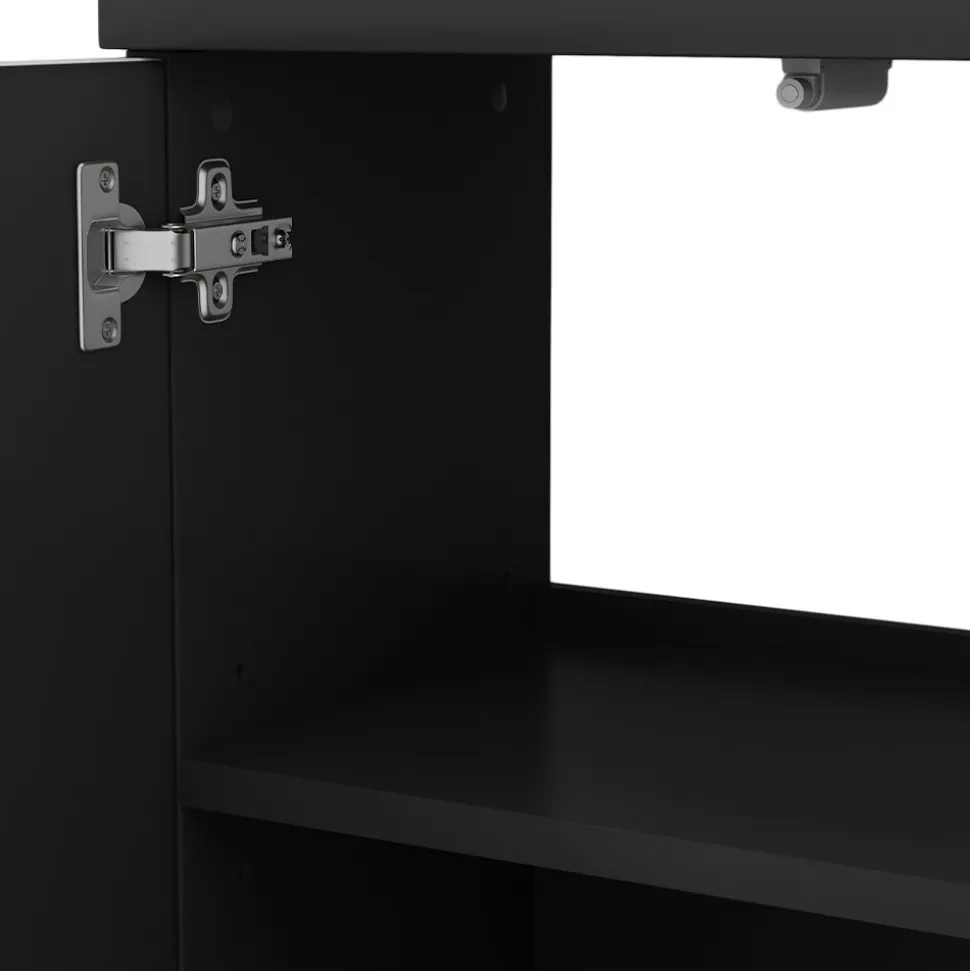 Vicco Waschtischunterschrank Waschbeckenunterschrank Edge Schwarz Weiß modern 60x57 cm Badezimmer Schrank Badschrank Badkommode Badmöbel 2 Türen