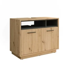 Vicco Waschtischunterschrank Waschbeckenunterschrank Beatrice Eiche Anthrazit modern 80x64 cm Badkommode Badschrank Badezimmer Schrank Badmöbel Schranktür Schrankfach