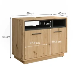 Vicco Waschtischunterschrank Waschbeckenunterschrank Beatrice Eiche Anthrazit modern 80x64 cm Badkommode Badschrank Badezimmer Schrank Badmöbel Schranktür Schrankfach
