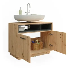 Vicco Waschtischunterschrank Waschbeckenunterschrank Beatrice Eiche Anthrazit modern 80x64 cm Badkommode Badschrank Badezimmer Schrank Badmöbel Schranktür Schrankfach