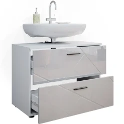 Vicco Waschtischunterschrank Badschrank Badezimmerschrank Irma Weiß 80 cm Hochglanz