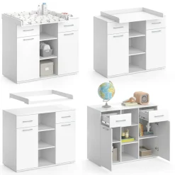 Vicco Wickelkommode Wickeltisch Wickelregal Leonie mit Wickelaufsatz Babyregal