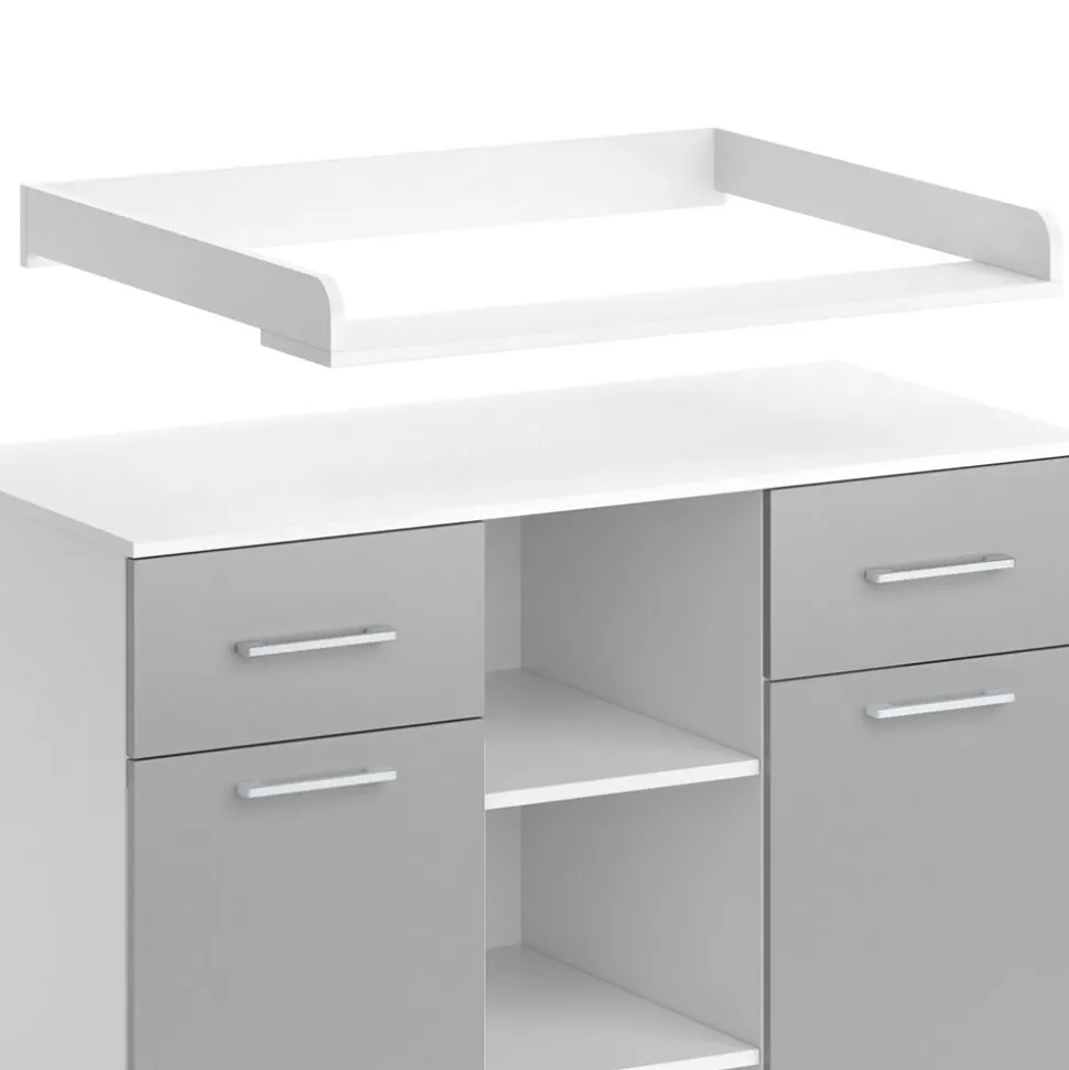 Vicco Wickelkommode Wickeltisch Wickelregal Leonie mit Wickelaufsatz Weiß/Grau