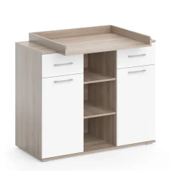 Vicco Wickelkommode Wickeltisch Wickelregal Leonie mit Wickelaufsatz Sonoma/Weiß
