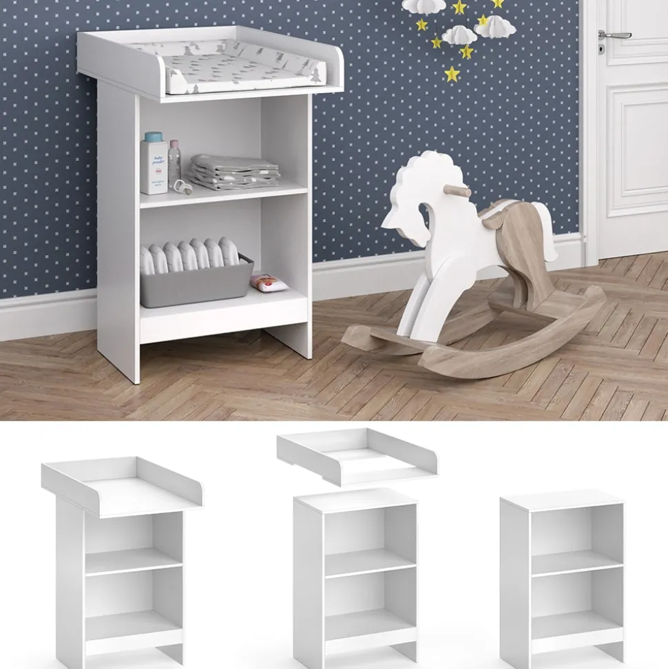 Vicco Wickeltisch Leo weiß Baby Wickelregal Babymöbel Kommode Wickelkommode