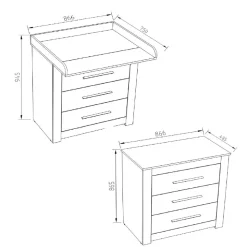 Vicco Wickeltisch MIRO Wickelkommode mit Aufsatz Wickelregal Kommode Schubladen