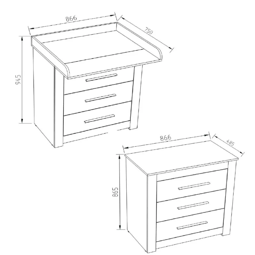 Vicco Wickeltisch MIRO Wickelkommode mit Aufsatz Wickelregal Kommode Schubladen