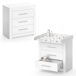 Vicco Wickeltisch MIRO Wickelkommode mit Aufsatz Wickelregal Kommode Schubladen