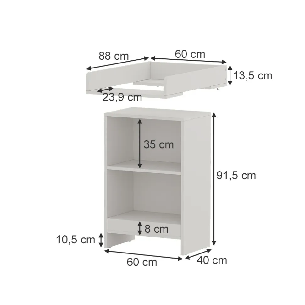 Vicco Wickeltisch Mona 60 x 88 cm, Weiß, Wickelkommode inkl. Wickelauflage
