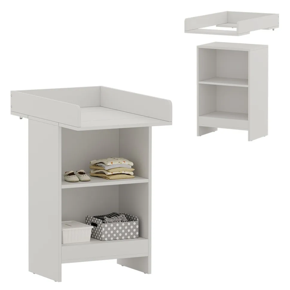 Vicco Wickeltisch Mona 60 x 88 cm, Weiß, Wickelkommode inkl. Wickelauflage