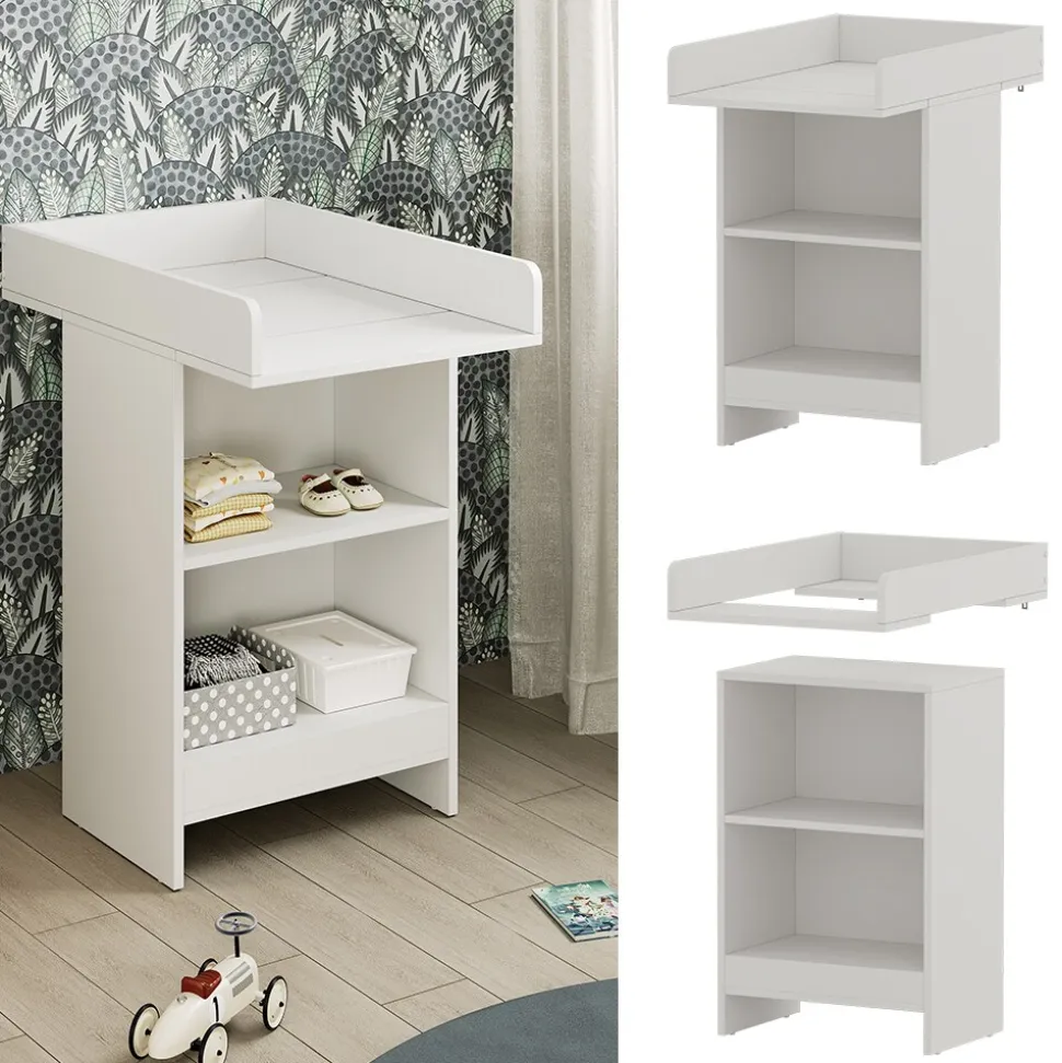 Vicco Wickeltisch Mona 60 x 88 cm, Weiß, Wickelkommode inkl. Wickelauflage
