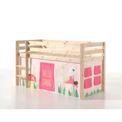 Vipack Spielbett Pino, Kiefer massiv natur mit Vorhang - Dessin Spring
