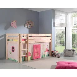 Vipack Spielbett Pino, Kiefer massiv natur mit Vorhang - Dessin Spring
