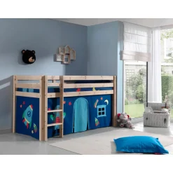 Vipack Spielbett Pino, Kiefer massiv natur mit Vorhang - Dessin Astro
