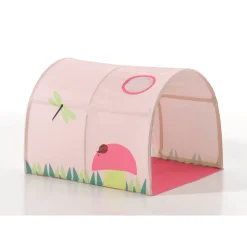 Vipack Spielbett Pino, Kiefer massiv weiß mit Vorhang und Tunnel - Dessin Spring