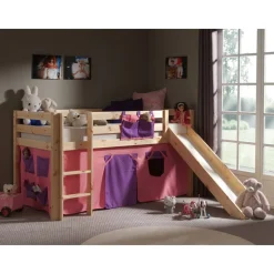 Vipack Spielbett Pino mit Rutsche und Textilset "Bella", Kiefer massiv natur lackiert
