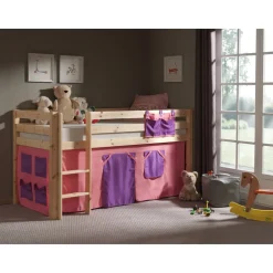 Vipack Spielbett Pino mit Textilset "Bella", Kiefer massiv natur lackiert