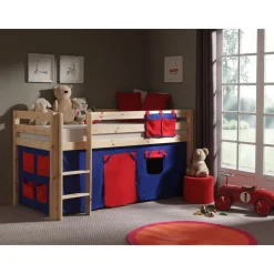 Vipack Spielbett Pino mit Textilset "Domino", Kiefer massiv natur lackiert