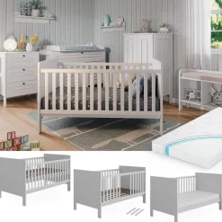 Vitalispa Babybett Ajaton Weiß 144,4 x 83 cm mit Matratze