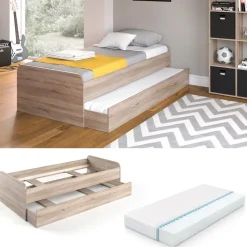 VitaliSpa Bett Enzo Jugendbett mit Gästeliege Funktionsbett 90x200 cm Sonoma