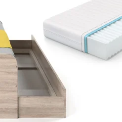 VitaliSpa Bett Enzo Jugendbett mit Gästeliege Funktionsbett 90x200 cm Sonoma