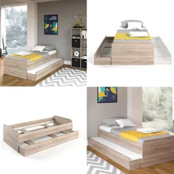 VitaliSpa Bett Enzo Jugendbett mit Gästeliege Funktionsbett 90x200 cm Sonoma
