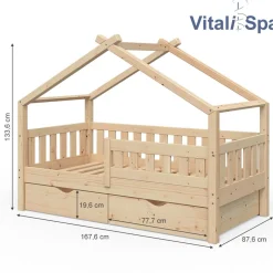 VitaliSpa Design Kinderbett 140x70 Babybett Jugendbett mit Schublade Lattenrost Matratze