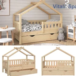 VitaliSpa Design Kinderbett 140x70 Babybett Jugendbett mit Schublade Lattenrost
