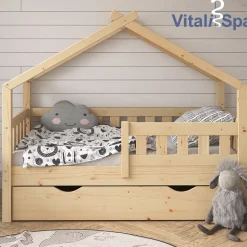 VitaliSpa Design Kinderbett 140x70 Babybett Jugendbett mit Schublade Lattenrost