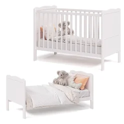 VitaliSpa Gitterbett Babybett Kinderbett Tobi Kombinationsbett umbaubar Weiß