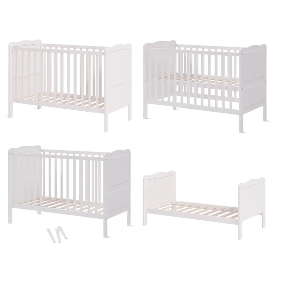 VitaliSpa Gitterbett Babybett Kinderbett Tobi Kombinationsbett umbaubar Weiß