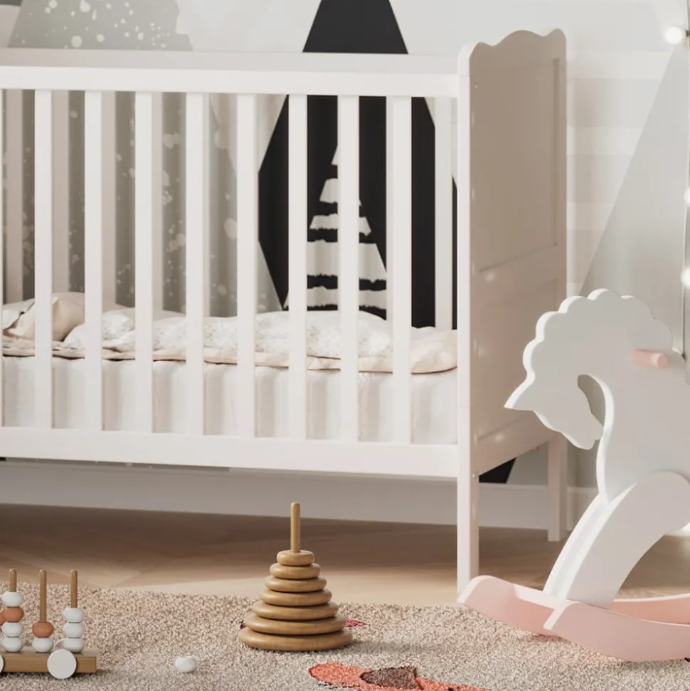 VitaliSpa Gitterbett Babybett Kinderbett Tobi Kombinationsbett umbaubar Weiß