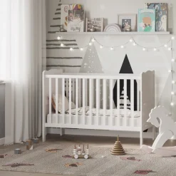 VitaliSpa Gitterbett Babybett Kinderbett Tobi Kombinationsbett umbaubar Weiß