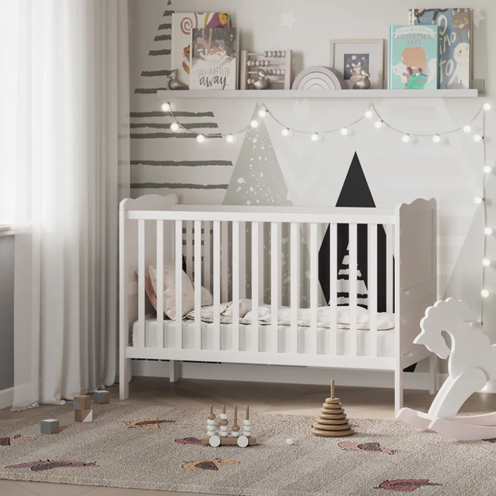 VitaliSpa Gitterbett Babybett Kinderbett Tobi Kombinationsbett umbaubar Weiß