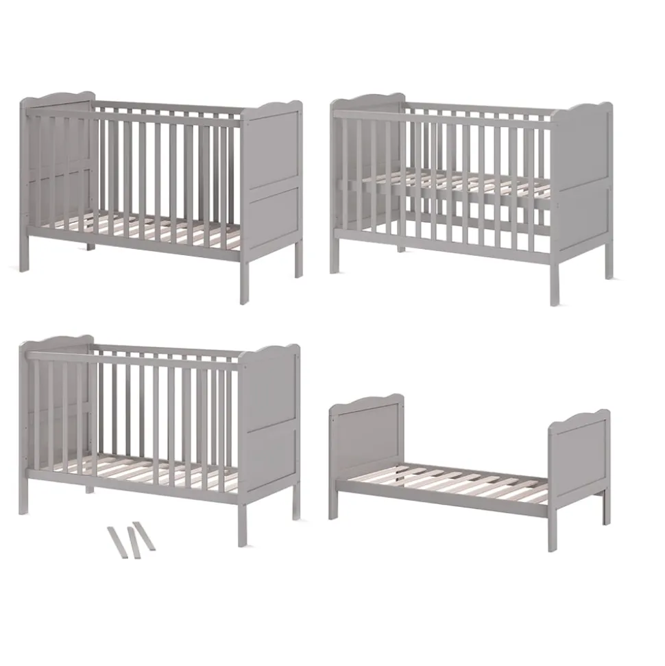 VitaliSpa Gitterbett Babybett Kinderbett Tobi Kombinationsbett umbaubar Weiß