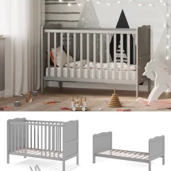 VitaliSpa Gitterbett Babybett Kinderbett Tobi Kombinationsbett umbaubar Weiß