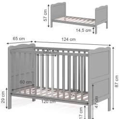 VitaliSpa Gitterbett Babybett Kinderbett Tobi Kombinationsbett umbaubar Weiß