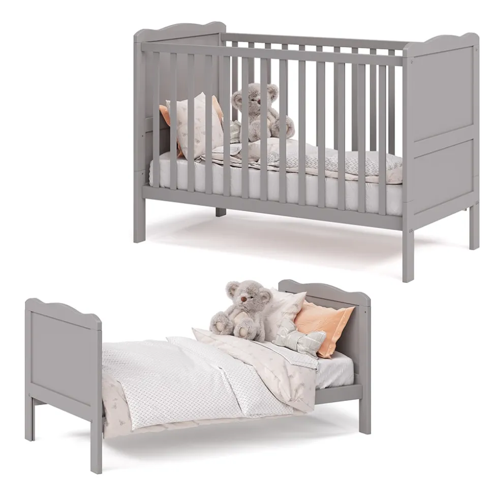 VitaliSpa Gitterbett Babybett Kinderbett Tobi Kombinationsbett umbaubar Weiß