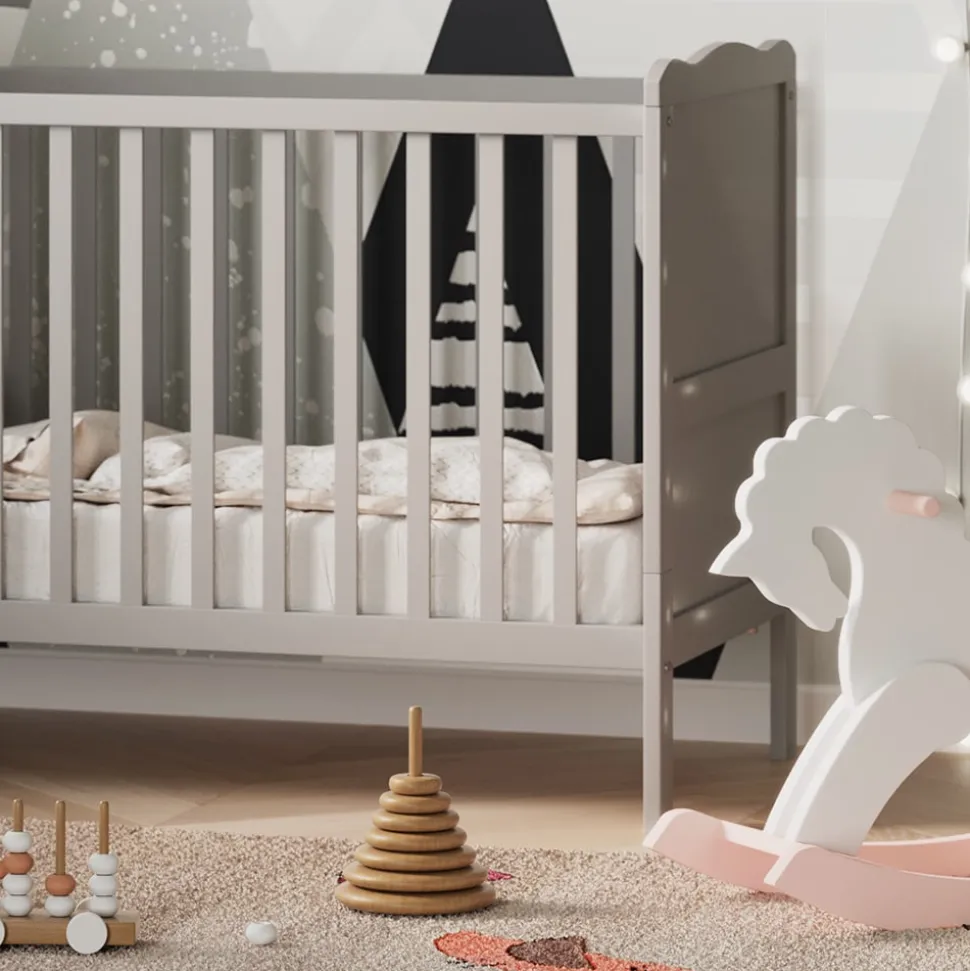 VitaliSpa Gitterbett Babybett Kinderbett Tobi Kombinationsbett umbaubar Weiß