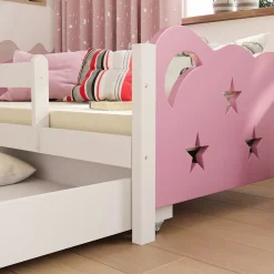 VitaliSpa Kinderbett Einzelbett Juniorbett Jessica Weiß Pink 160x80 cm modern Kinderzimmer Bett Bettschublade Rausfallschutz