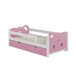 VitaliSpa Kinderbett Einzelbett Juniorbett Jessica Weiß Pink 140x70 cm modern Kinderzimmer Bett Bettschublade Rausfallschutz