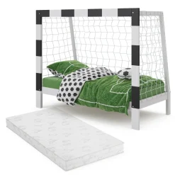 Vitalispa Kinderbett Fußballtor Weiß 178 x 142,5 cm mit Matratze